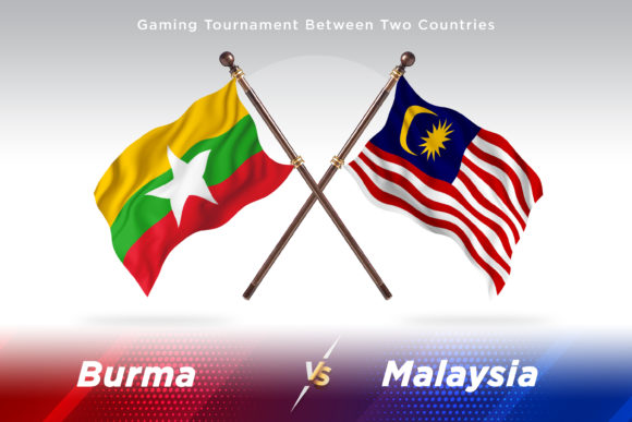 Burma Versus Malaysia Two Flags