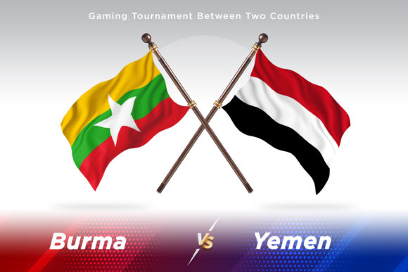 Burma Versus Yemen Two Flags