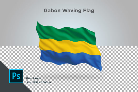 Gabon Waving Flag: Premium 3D Design Asset for Global Branding