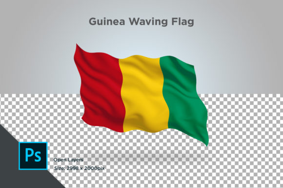 Guinea Waving Flag: Official Country Flags from All of the World. Isolated Background Illustration 3D Waving Position