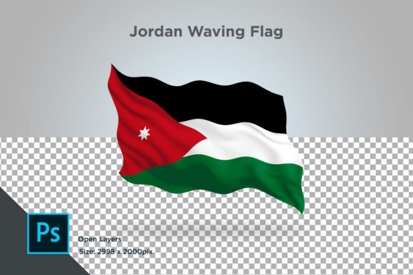 Jordan Waving Flag: Official Country Flags Isolated 3D Illustration