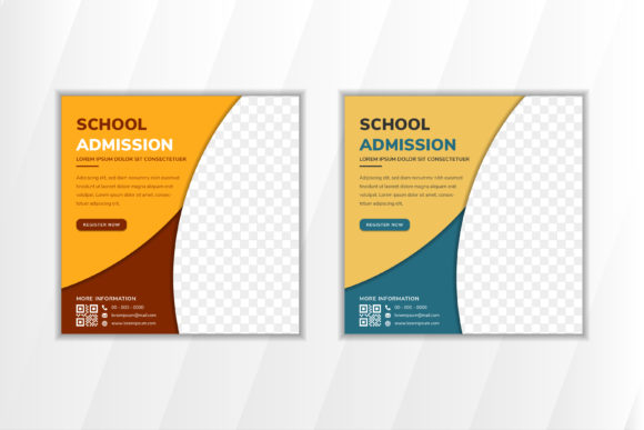 School Admission Square Banner Brown